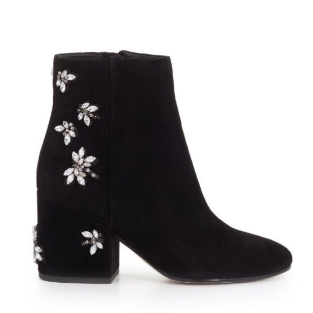 Sam Edelman Taye Embellished Block Heel Ankle Boots Black Size 5